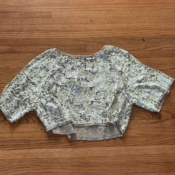 Topshop Sequin Crop Top - Image 2