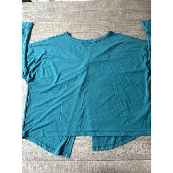 Old Navy Women's Teal Lightweight French Terry‎ Split-Back Sweatshirt Size XL - Image 3