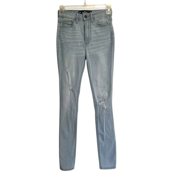 Hollister Jeans Women's 23 Blue Ultra High Rise Skinny Distressed Stretch Denim - Image 2