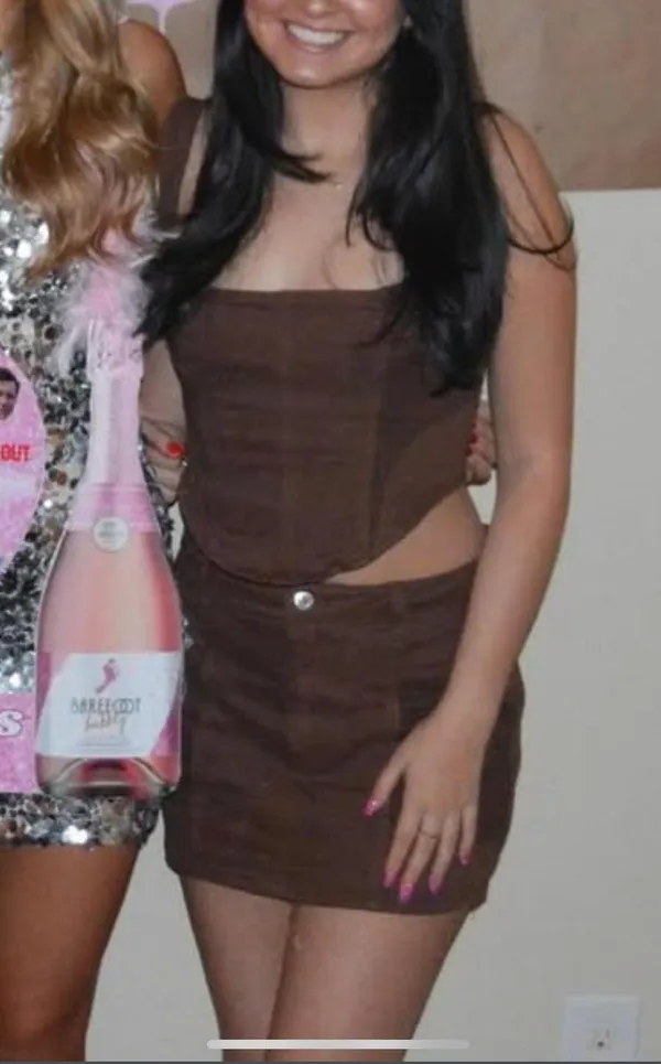 Pretty Little Thing Brown denim skirt set - Image 3