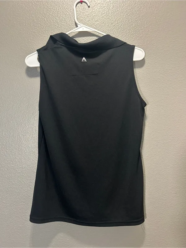 Antigua Womens Desert Dry Xtra Lite Black Sleeveless Golf Polo Shirt Size Medium - Image 2