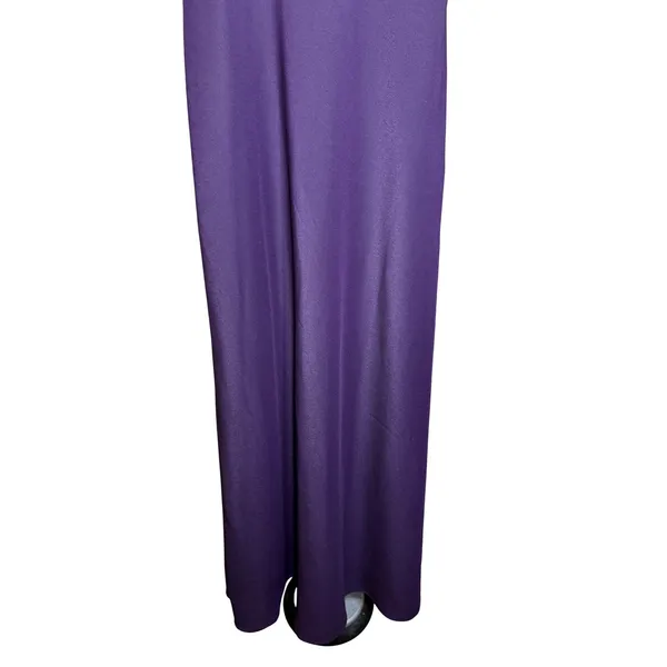 1001 Nights Vintage Purple Satin Empire Waist Maxi‎ Dress Short Sleeve Size 5/6 - Image 3