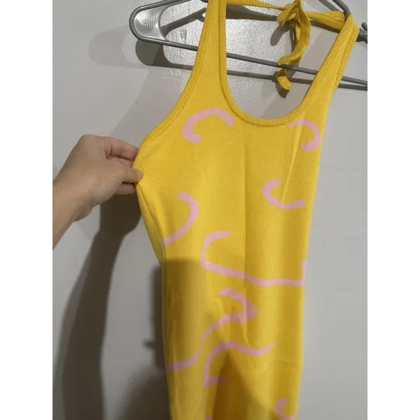 Kollyy Women's Y2K Yellow Abstract Body Con‎ Dress Size S NWT - Image 2