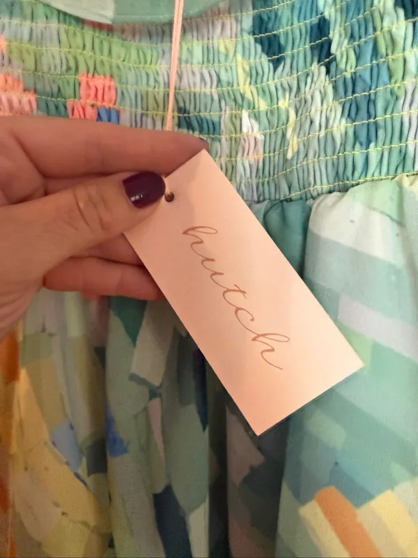 Anthropologie Hutch NWT pastel abstract print smocked tiered midi stress size sm - Image 5