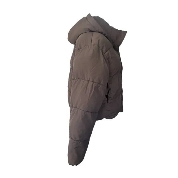 HM Ultralight Hooded Puffer Jacket Womens Small Chocolate Brown Quilted Coat - Image 4
