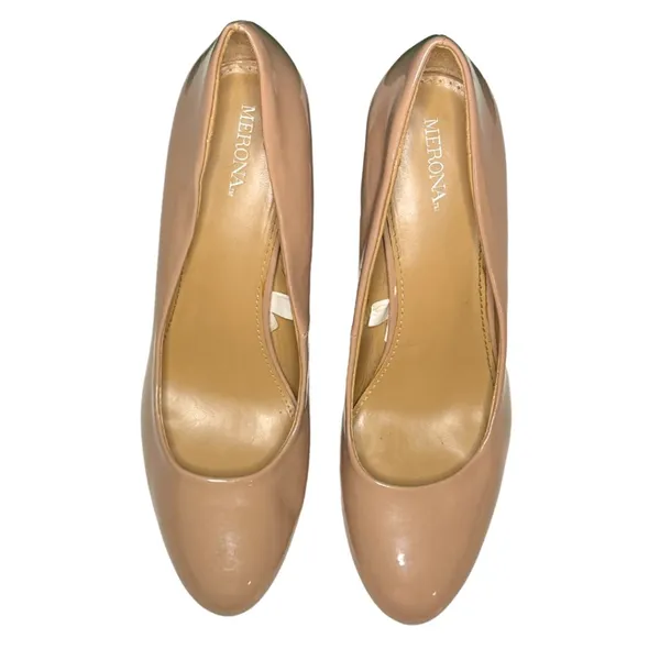 Merona Nude Patent Leather Classic Pumps Heels‎ Size 9 - Image 3