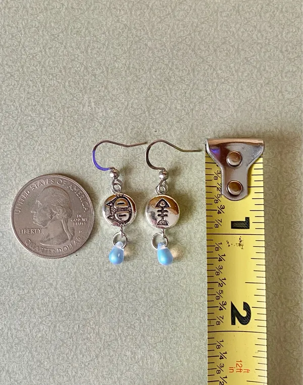 Handmade cat & fish teardrop dangle earrings 🐈🐟 - Image 6