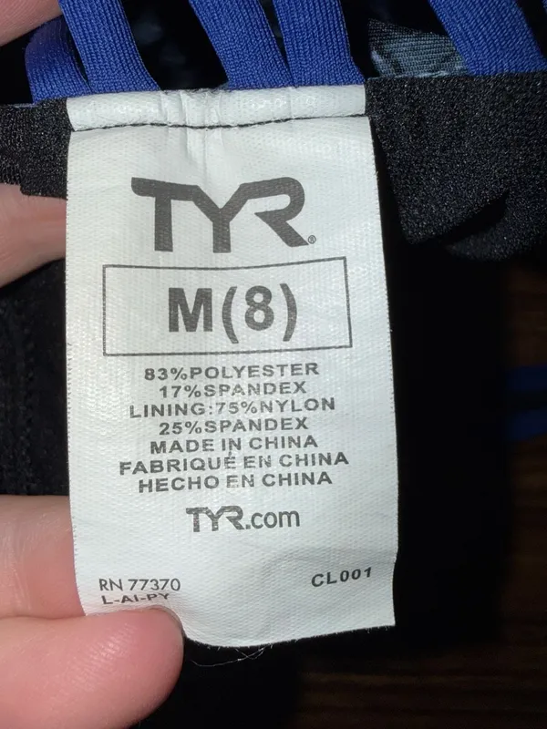 TYR Active Marbled Print Strappy Back Sports Bra - Image 8