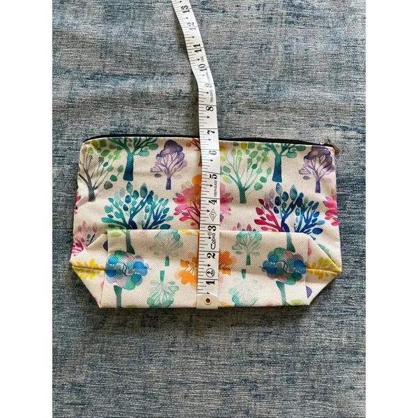 Rainbow Watercolor Trees Cotton Canvas Small Makeup Bag Travel Toiletry Pouch - Image 6