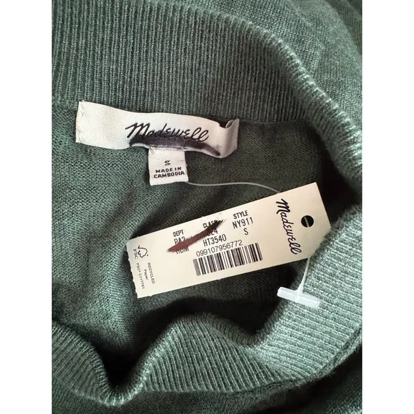 NWT Madewell Drop Shoulder Sweater Merino Wool Women’s Size Small Dark Moss - Image 7
