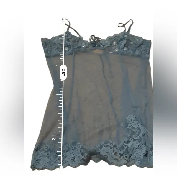 Victoria's Secret Sleeveless Blue‎ Mesh Lace Lingerie Chemise Sz L - Image 9
