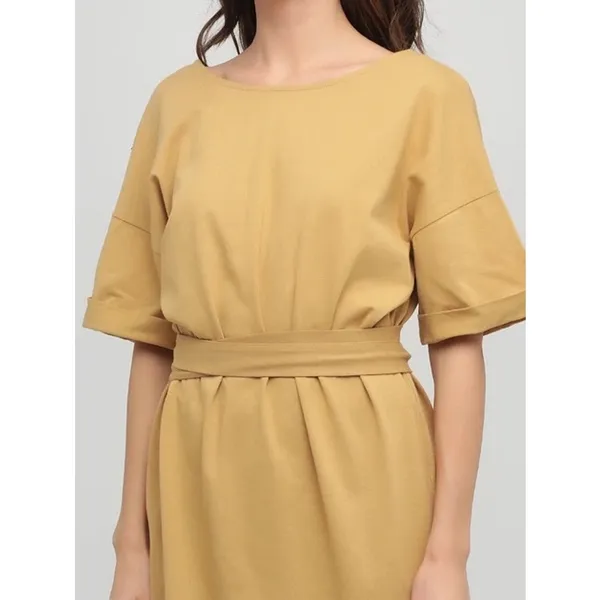 Zara Belted Tunic Shirt Mini Dress Brown Beige Size Large 100% Cotton - Image 10