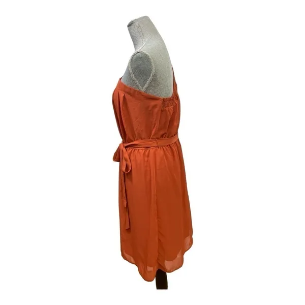 AUW One shoulder dress, Rust color, elastic back, hip sash size L, Knee length - Image 3