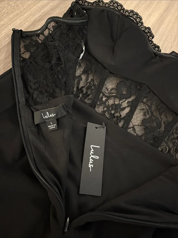 Lulu’s Strapless Lace Corset Midi Dress Women Size Large Black - Image 6