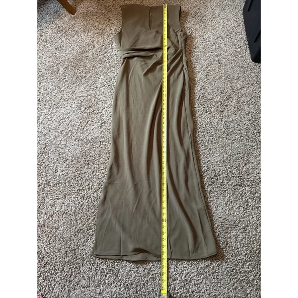 Jason Wu Brown Ruched Maxi Dress Gold Hardware Size 8 Sleeveless Fall - Image 7