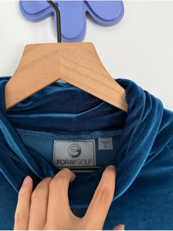 Foray Golf Small Velour Velvet Funnel Neck Blue - Image 5