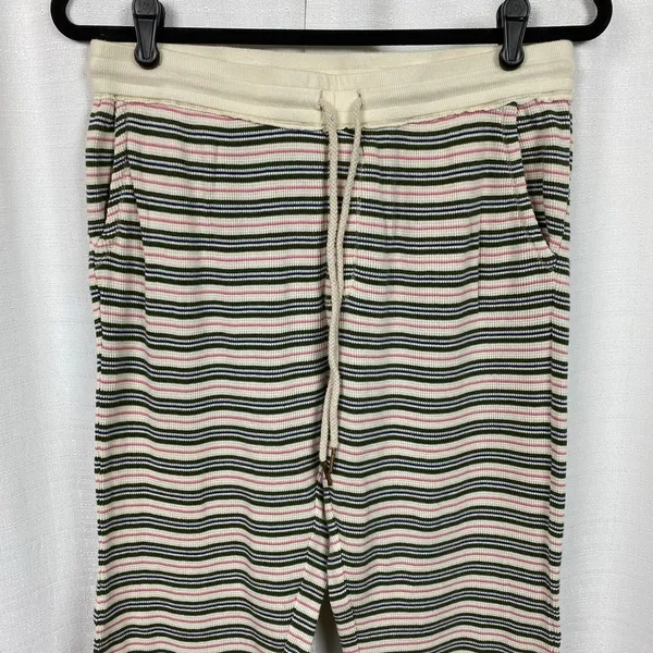 Sundance Cream Green&Pink Stripe Dina Waffle Knit Sleep Pants Sz.S - Image 4