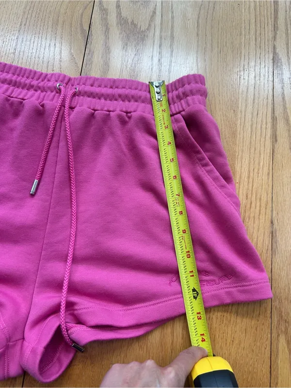 For‎ Love & Lemons Pink Leisure Sweat Shorts French Terry Drawstring Lounge XL - Image 9