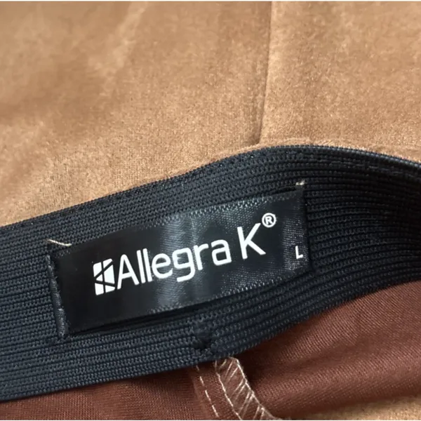 Allegra K Faux Suede Pants Size Large Brown Flare Leg Festival Hippie Boho - Image 5