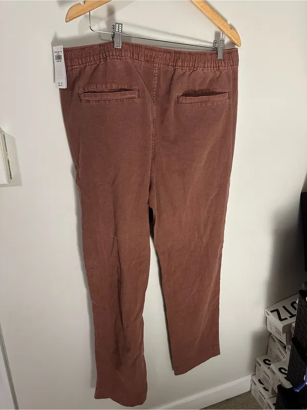 NWT Abercrombie and Fitch loose linen pants brown xl long - Image 6
