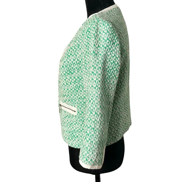 Cabi Woven Knit Full Zip Cardigan‎ Green Sweater Womens 4 Office Career Preppy - Image 7