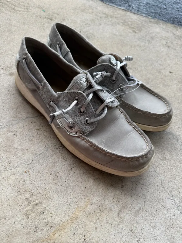 Sperry Top-Sider Bahama Boat Shoes Silver Gray Canvas Women’s Size 7.5 - Image 2