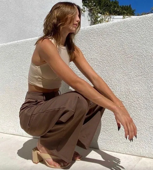 Princess Polly Archer Pants Brown - Image 2