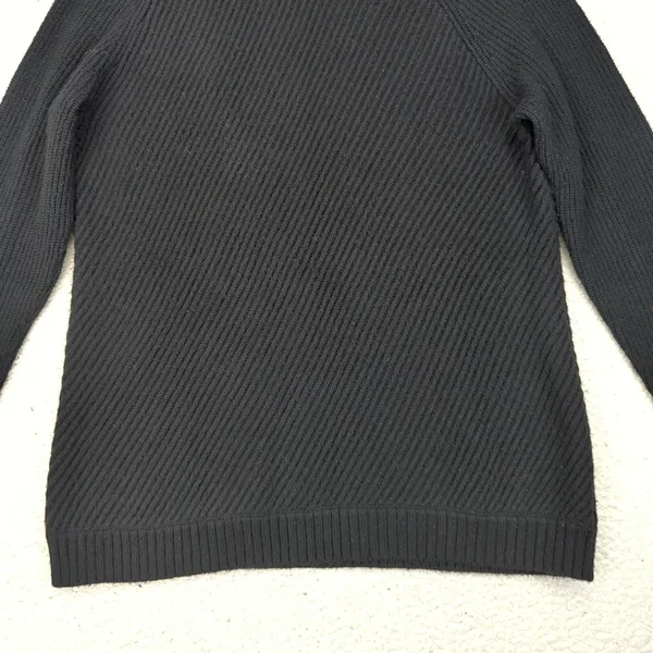 Talbots Womens L Black Sweater Ribbed Knit‎ Asymmetric Zip Funnel Neck Pullover - Image 4