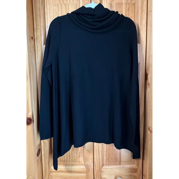 Alice + Olivia Base‎ Black Wool Cashmere Cowl Neck Draped Sweater Tunic Large L - Image 4
