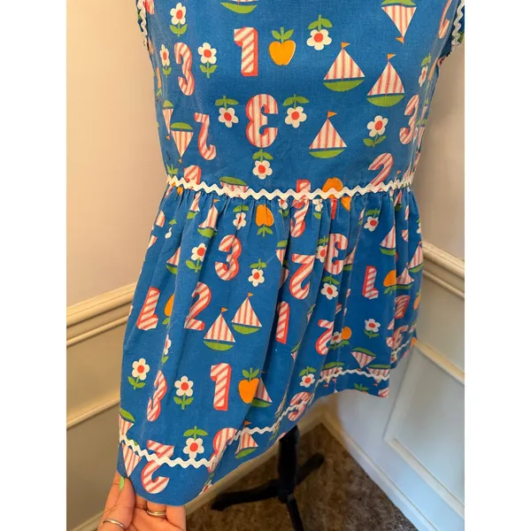 Vintage Handmade Novelty Print "School Days" Sleeveless Top Smock Retro Cottage - Image 3
