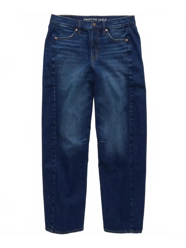 AE Dreamy Drape Strigid Barrel Jean American Eagle NWT Dark Rich Indigo 00R - Image 4