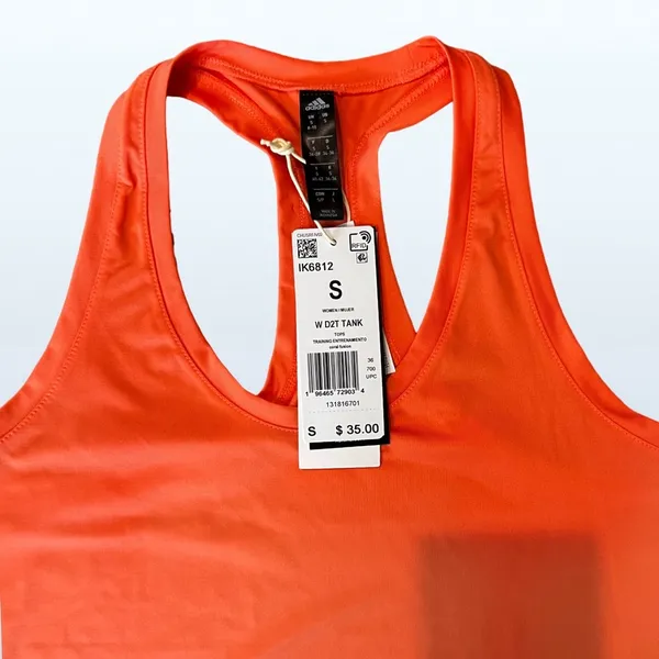 Adidas NWT Aeroready Women's D2T Training Tank Top in Orange/Coral, Size Small - Image 3