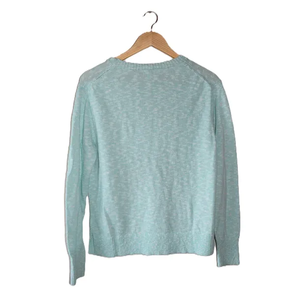 J.Crew Crewneck Sweater Womens M Mint Green Good Marled Cotton Blend Pullover - Image 2