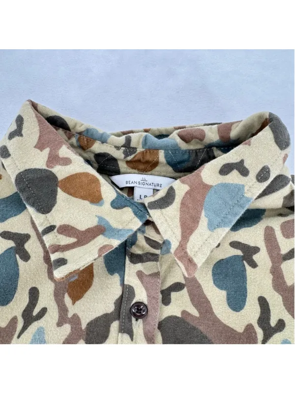 LL Bean Ladies Chamois Camo Tunic Shirt Signature Archive Series Cotton Flannel - Image 7