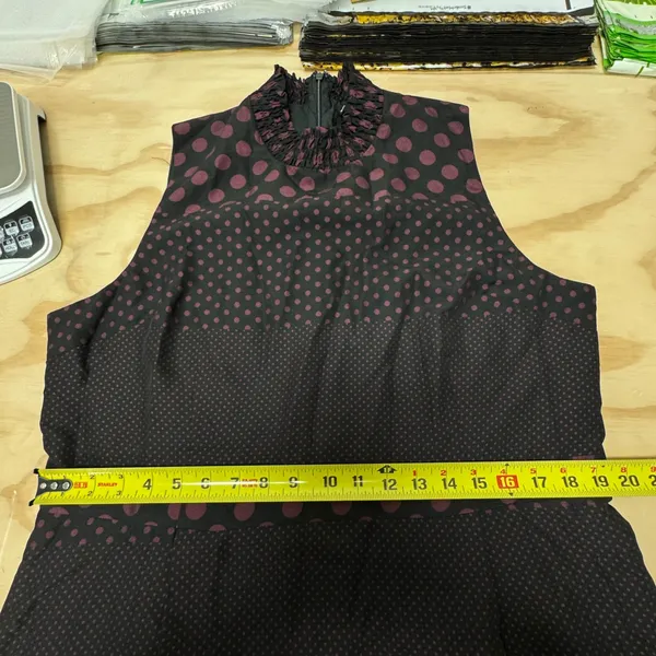 Who What Wear Dark Polka Dot Sleeveless Midi‎ Dress XXL Smocked Whimsical Retro - Image 12