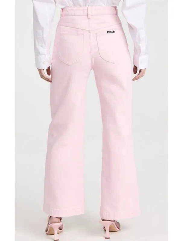 Rollas Sailor Jean Size 24 Pink High Waisted Wide Leg Patch Pocket Pants Retro‎ - Image 2