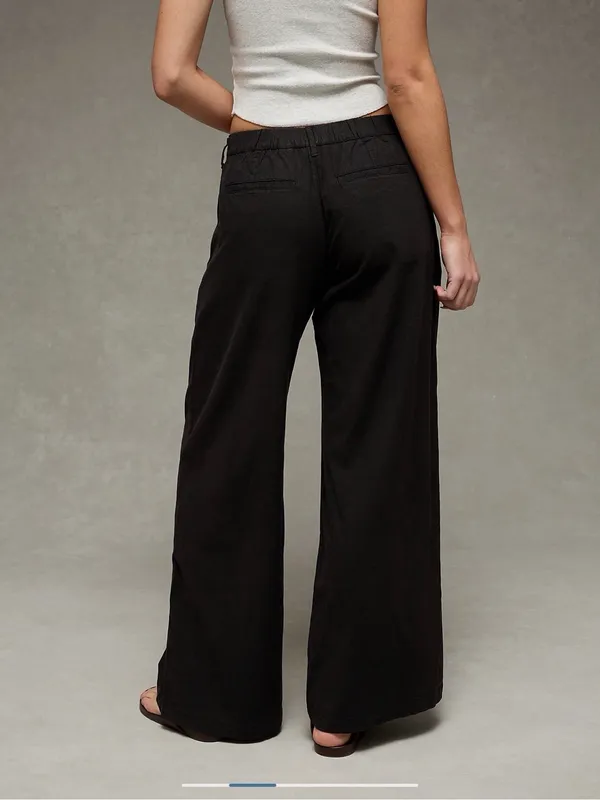NWT American eagle low rise linen blend trouser size 4 regular black - Image 2