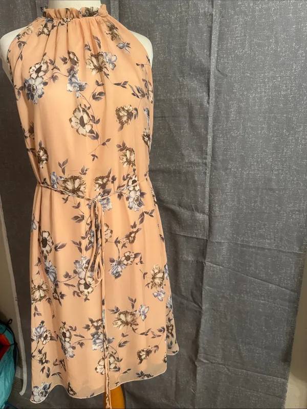 Pinkblush Peach Floral Halter Midi Dress - Image 13