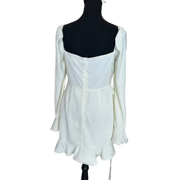 Revolve White Mini Wrap Dress MEDIUM Romantic Ruffle Bridal More to Come $84 NEW - Image 5