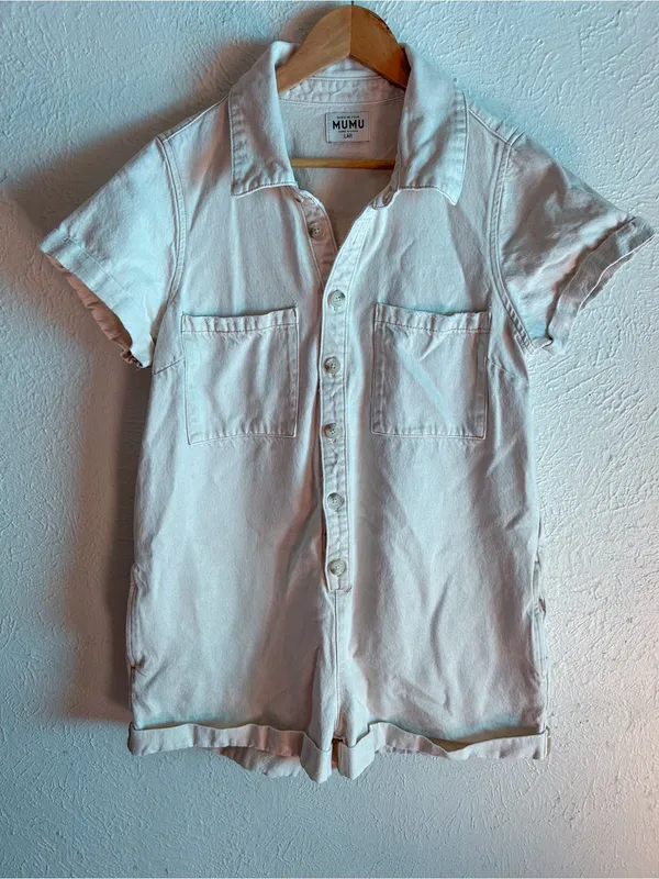 Show Me Your Mumu Range Romper Utility Denim Tanline Sz Large - Image 2