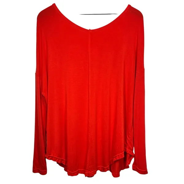 Free People Moonshine Top Long Sleeve V Neck Tunic T Shirt Red Womens Size Small - Image 2