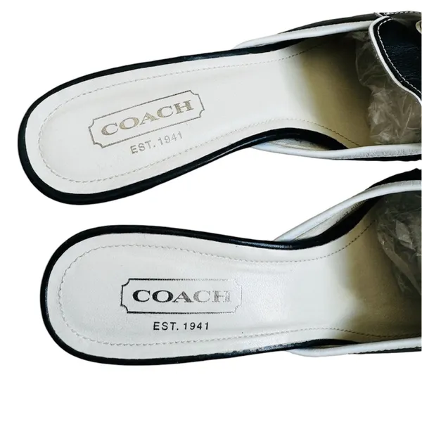 Coach black mules with white trim and a white bow Y2K - Image 3