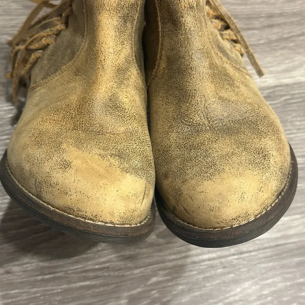 Very Volatile Lookout Fringe‎ Bootie Tan Leather Western Ankle Boots Sz 8.5 Boho - Image 3