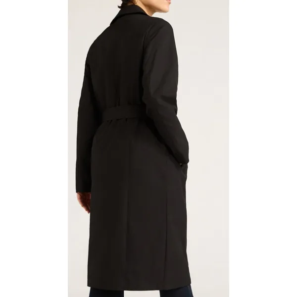 Sofia Jeans Womens Trench Coat Sz M Black Soot Double Breasted Belted Long - Image 3