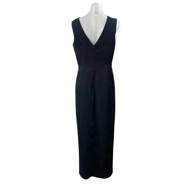 Miss Selfridge Black Gold Belt Sleeveless V Neck Prom High Low Maxi Dress Size 8 - Image 3