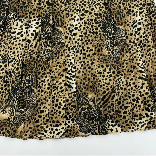 Vintage Hidden Leopard Faces Pleated Skirt Animal Print‎ 80s Drama Eclectic Fun - Image 7