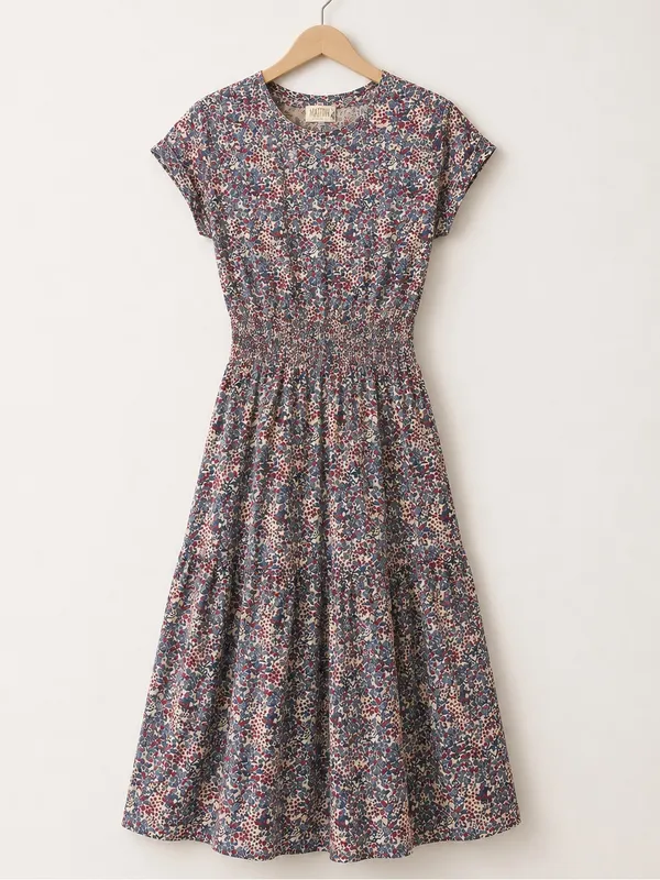 Nation Ltd. Boho Ditzy Floral 100% Pima Cotton Smocked Waist Maxi Dress Size XS - Image 4