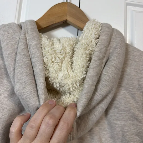 L.L.Bean Full Zip Hoodie Womens Small Gray Sherpa Lined 505468 - Image 11