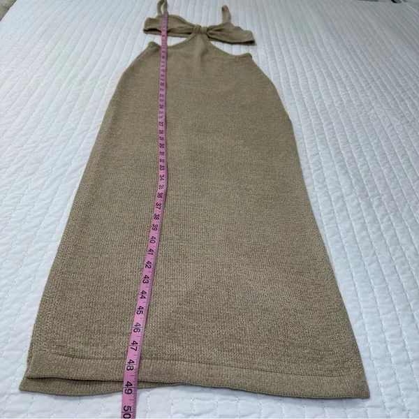 Beige Botany Knit Cut Out Maxi Dress Sand Taupe Size Small - Image 3