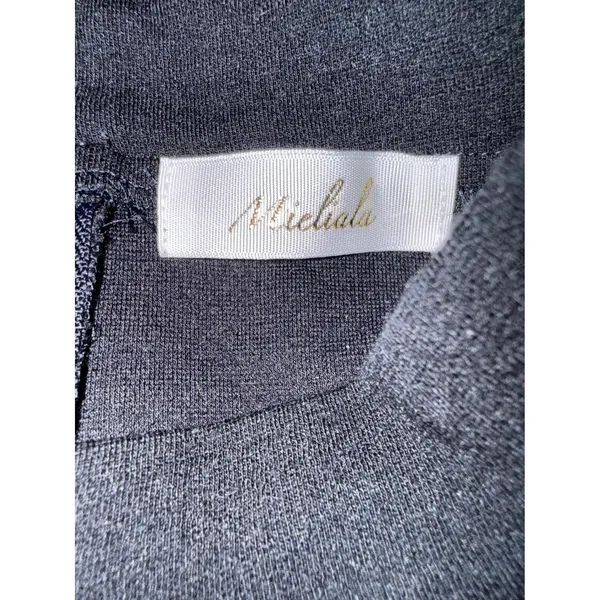 Black‎ Knit Dress Womens Medium Minimalist Work Office 3/4 Sleeve Stretch - Image 3